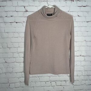 Womens Cashmere Turtleneck Women’s Size M‎ Medium Pale Pink Mauve Neutral Flaw